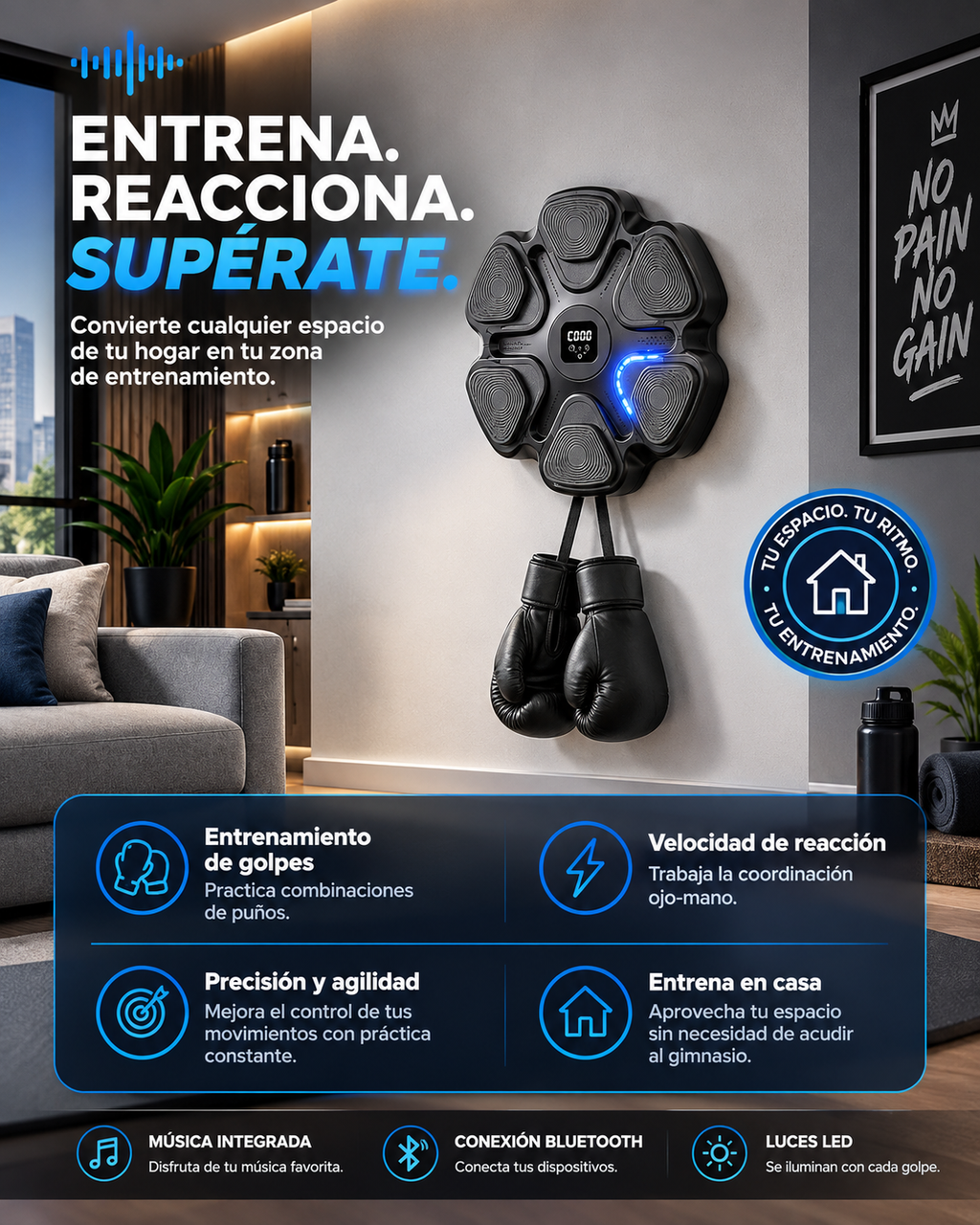 Entrenador de Boxeo para Reflejos y Retos Divertidos