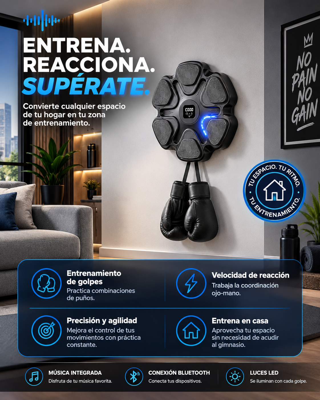 Entrenador de Boxeo para Reflejos y Retos Divertidos